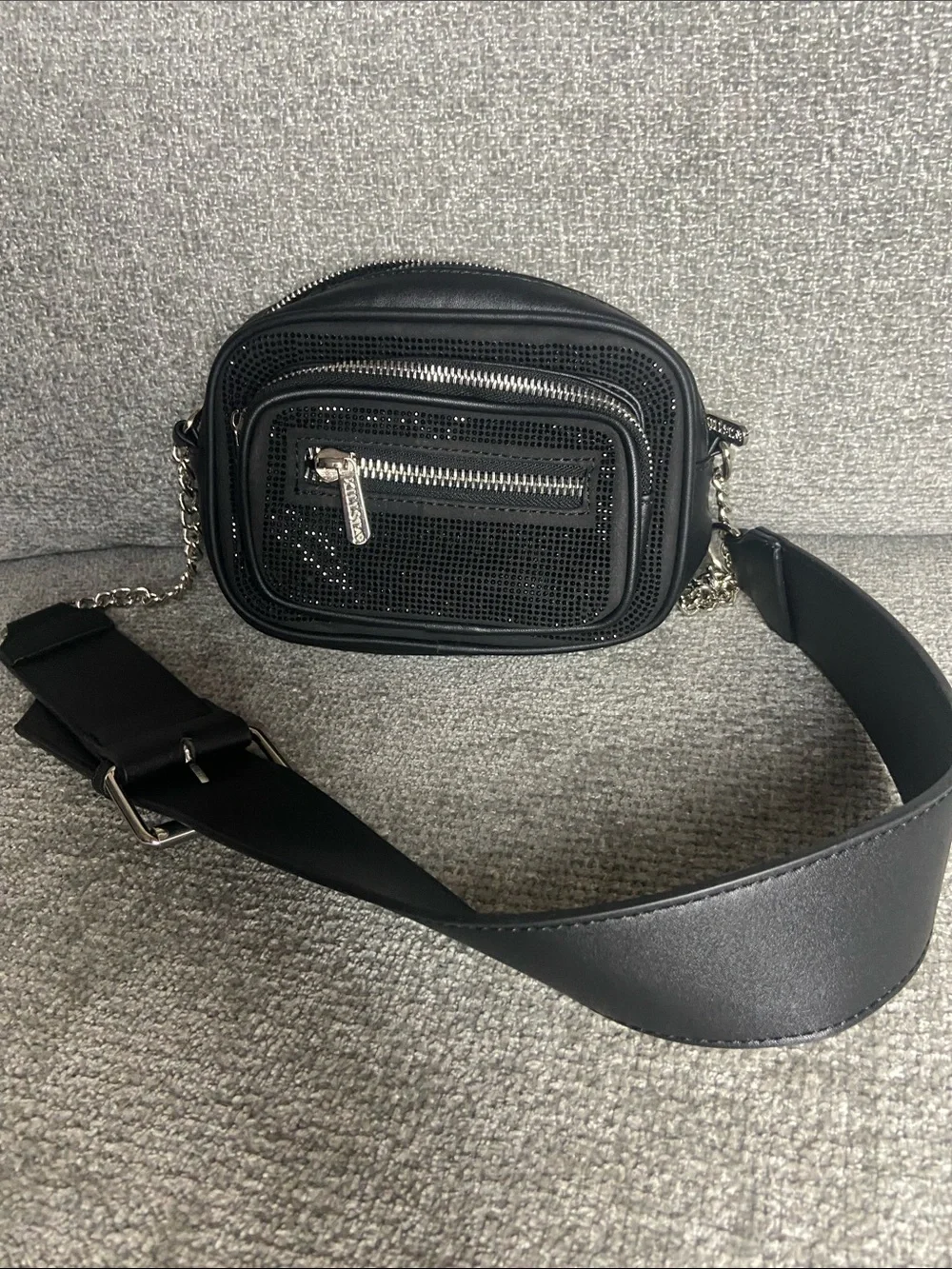 Killstar Black Crossbody Bag with Chain Accent
